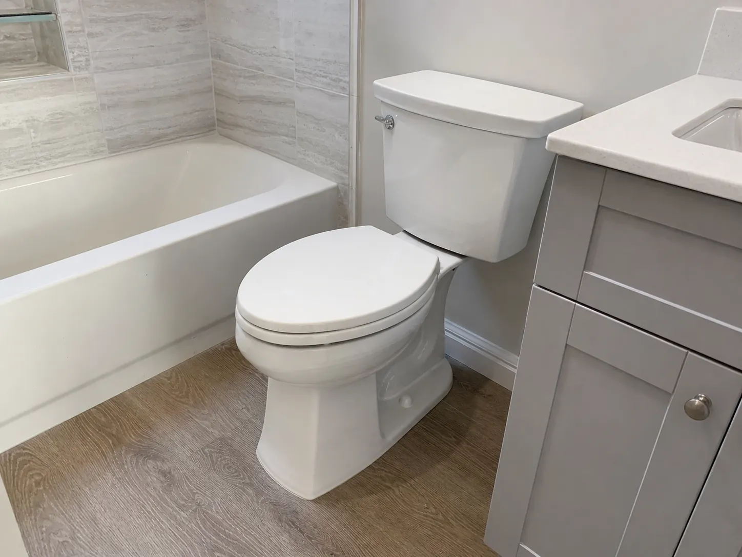 New toilet installed in a residential bathroom